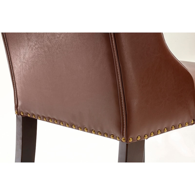 East West Furniture Parson Kitchen Chairs - Button Tufted Nailhead Upholstered Dining Chairs, Set of 2, (Finish & Upholstered)