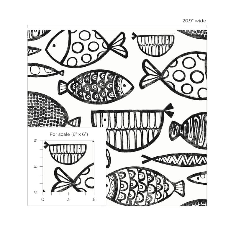 Seabrook Designs Cadence Fish Non-Woven Unpasted Wallpaper