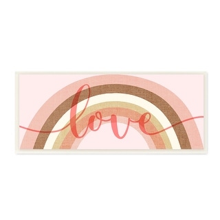 Stupell Love Sentiment over Pink Desert Tone Rainbow Wood Wall Art ...