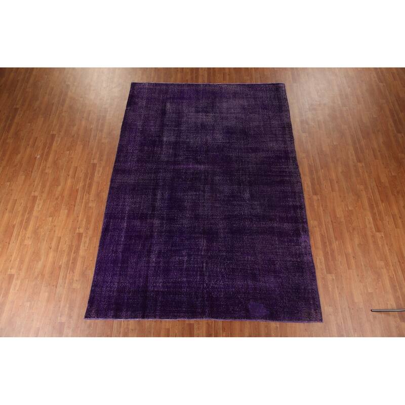 Purple Anatolian Turkish Vintage Area Rug Handmade Wool Carpet - 8'0" x 11'5"