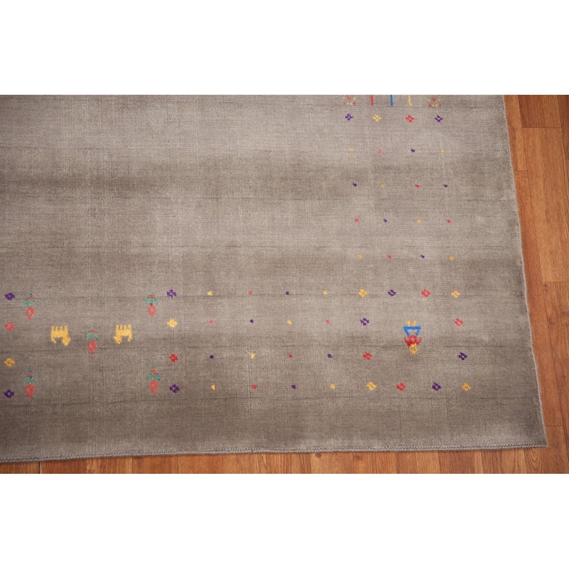 Tribal Gabbeh Oriental Square Area Rug Handmade Wool Carpet - 7'10" x 7'9"
