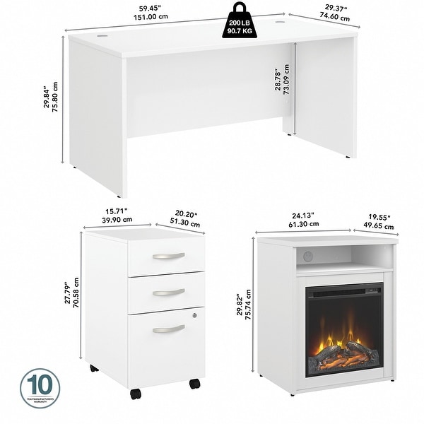 Studio C 60W Desk Set & Electric Fireplace by Bush Business