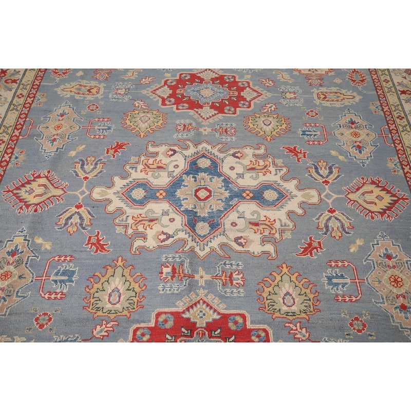Light Blue Kazak Area Rug Handmade Wool Carpet - 8'0" x 9'11"