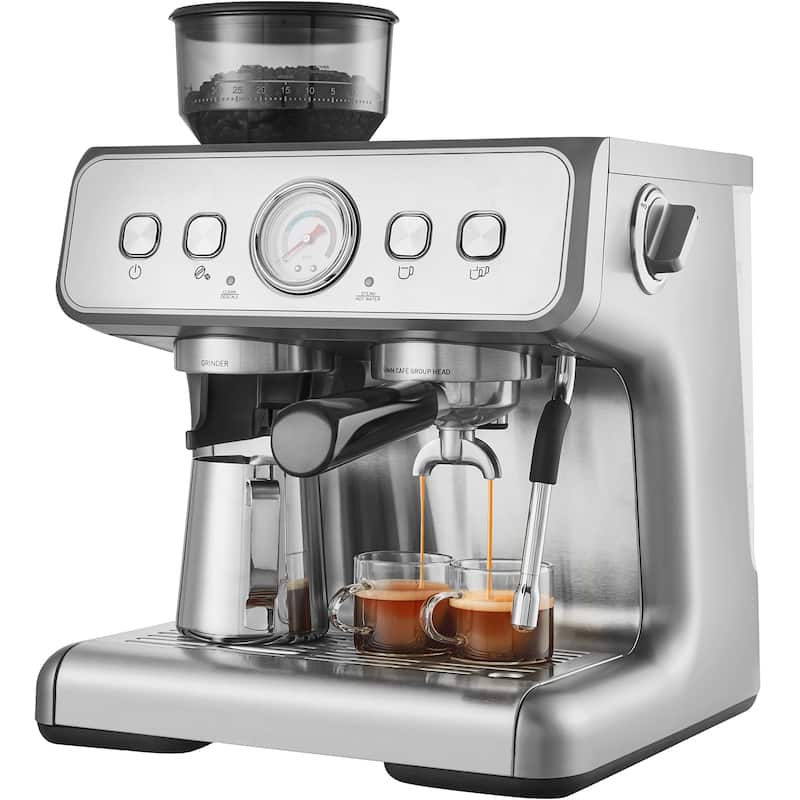 Espresso Machine with Grinder for Cappuccino, Latte, Machiato, PID Control System - 2.96qt - 2.96qt
