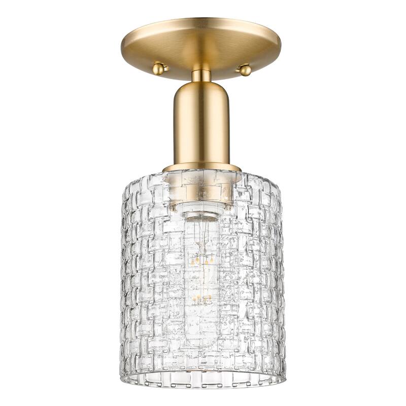 Innovations Lighting Endless Possibilities Arcadia - Cobbleskill - 1 Light 5" Basketweave Semi-Flush Mount - Champagne Bronze