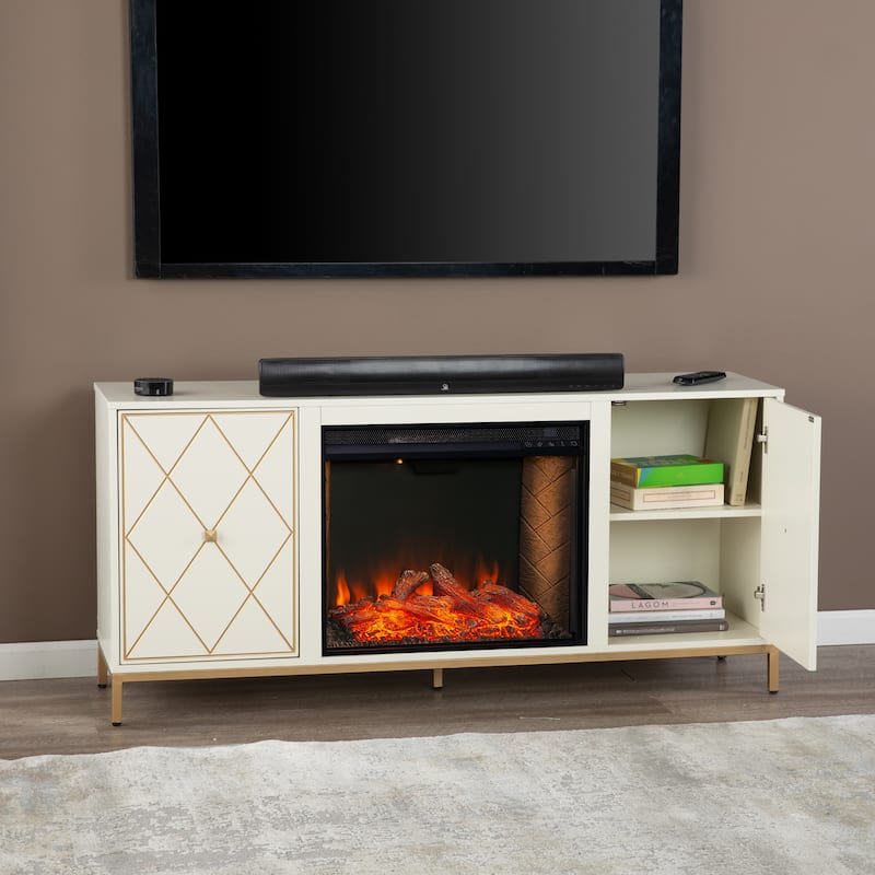 SEI Furniture Marradi Modern Media TV Stand with Storage & Electric Fireplace Insert