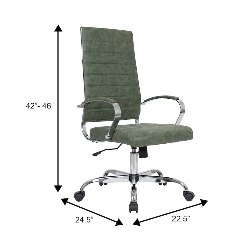 Benmar High Back Leather Swivel Executive Office Desk Chair with Chrome Frame, Adjustable Height, & Tilt Lock