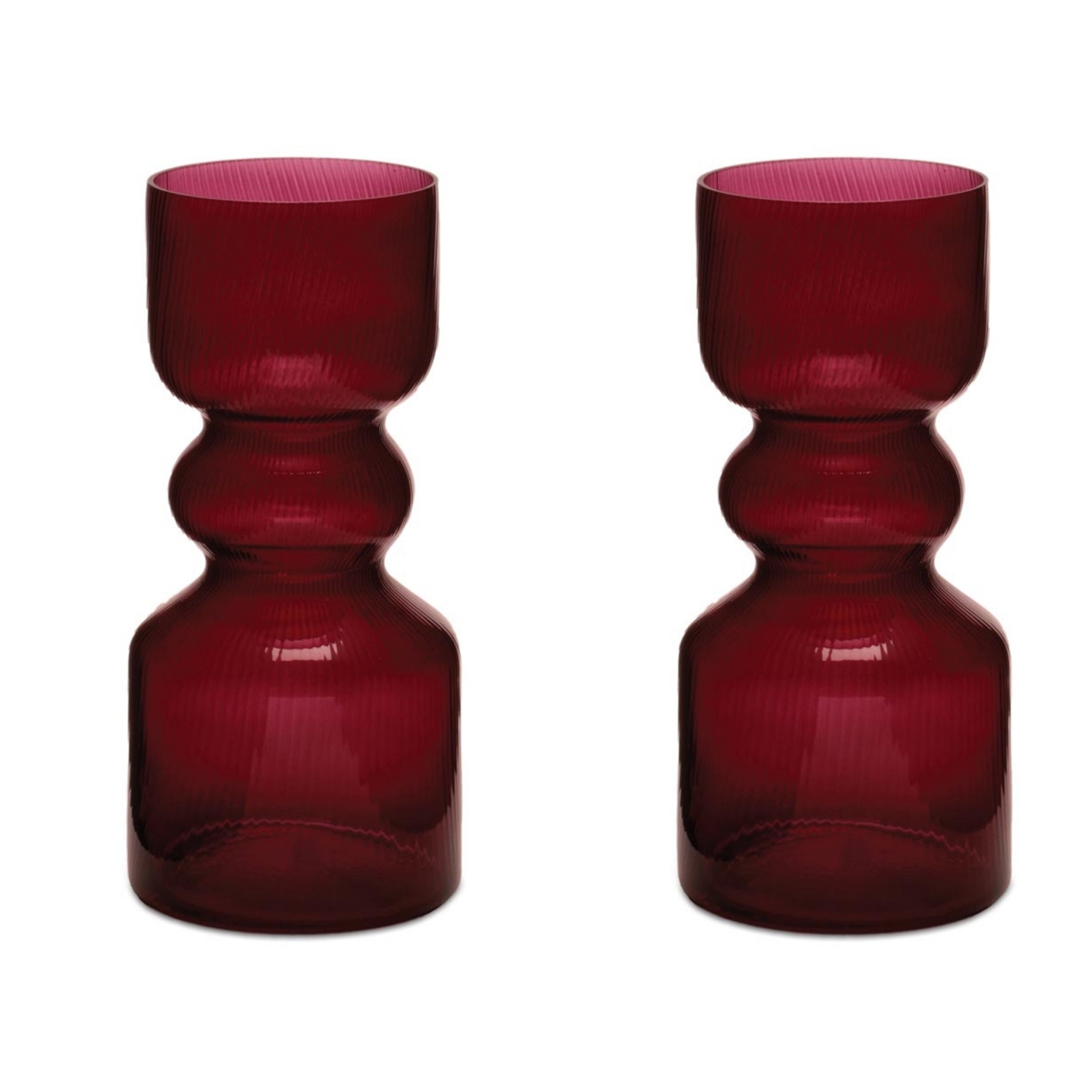 Red Ribbed Glass Red Ribbed Glass Vase (Set of 2) - Overstock - 44088355