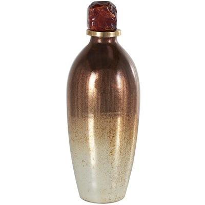 Glass Speckled Ombre Living Room Decorative Jars with Textured Top Knob and Gold and Beige Accents - Copper - Roche River Decor