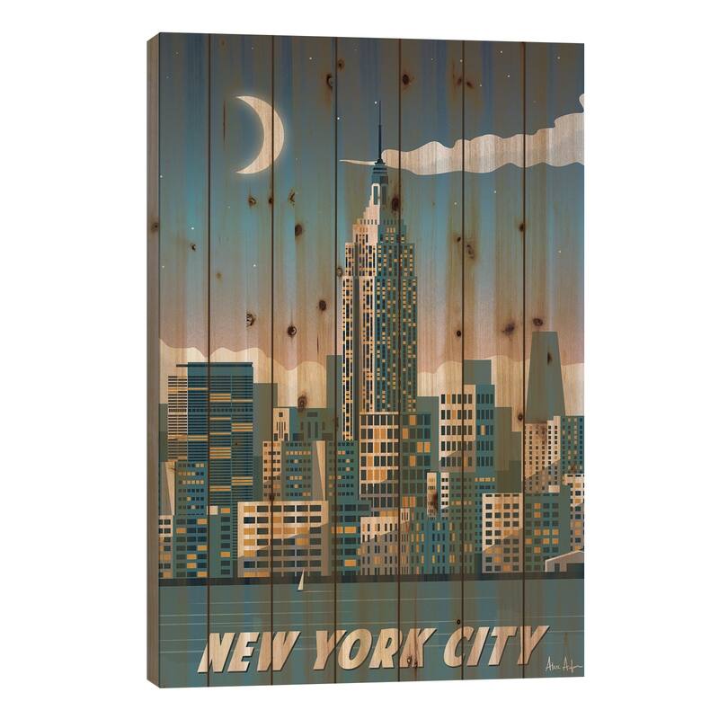 New York City Print On Wood by IdeaStorm Studios - Multi-Color - 26x18x1.5