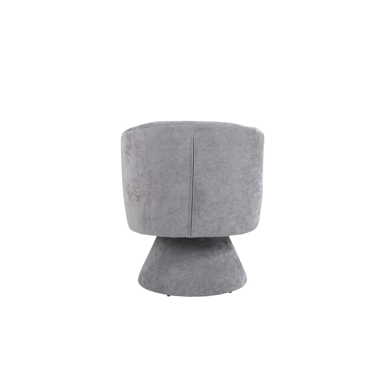 Swivel Round Barrel Chair in Fabric with Curved Backrest and Thick Padded Seat