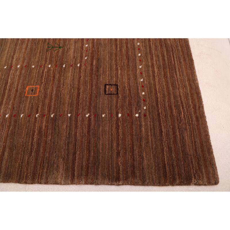 ECARPETGALLERY Hand Loomed Kashkuli Gabbeh Brown Wool Rug - 4'10 x 6'10