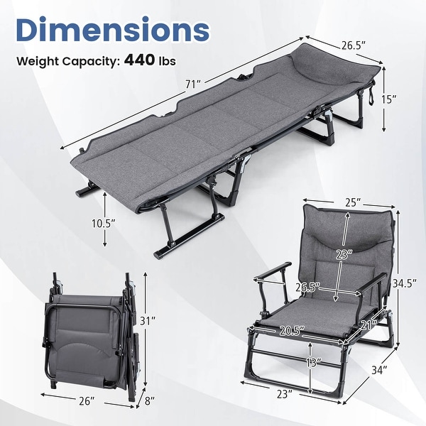 Costway Tri-fold Camping Cot, Indoor/Outdoor, Metal/600D Oxford