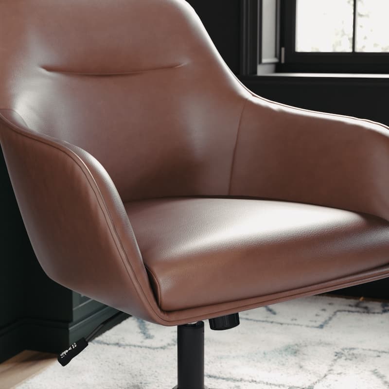 Martha Stewart Rayna Upholstered Swivel Office Chair with Metal Frame