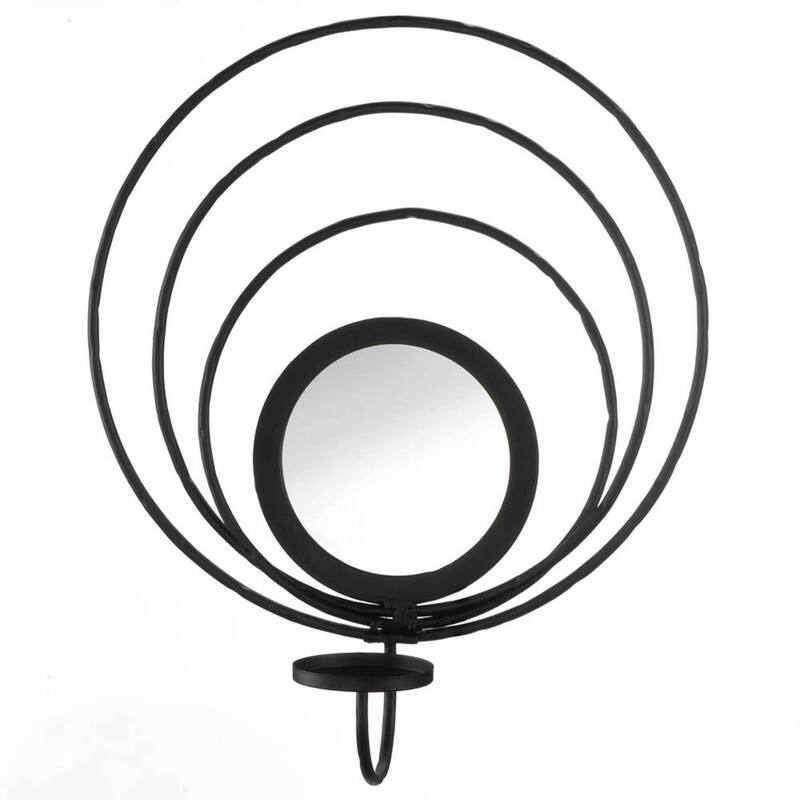 17.5" Black and Clear Contemporary Mirrored Candle Wall Sconce
