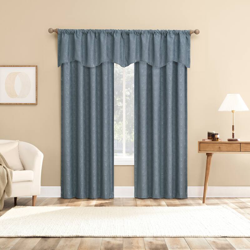 Sun Zero Bronte Floral Jacquard Total Blackout Rod Pocket 1-Piece Curtain Panel, Single Panel