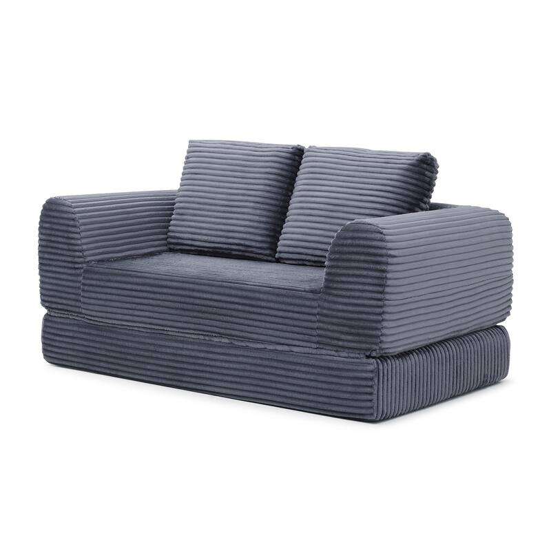 Sofa Bed Grey Sleeper Sofa with 2 Pillows, Upholstered Sofa Couch Loveseat 2-Seater Sofa Couch with Armrests