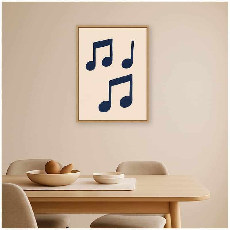 Kate and Laurel Music Notes by Laura Moss Framed Canvas Wall Art Print