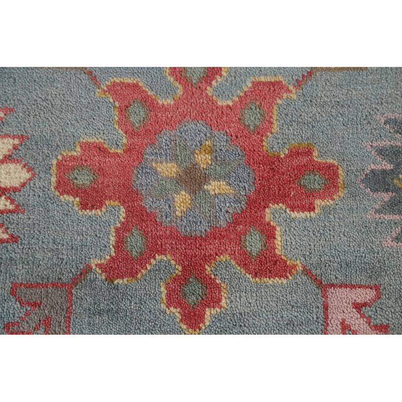 All-Over Floral Oushak Oriental Area Rug Hand-Knotted Wool Carpet - 9'1" x 12'0"