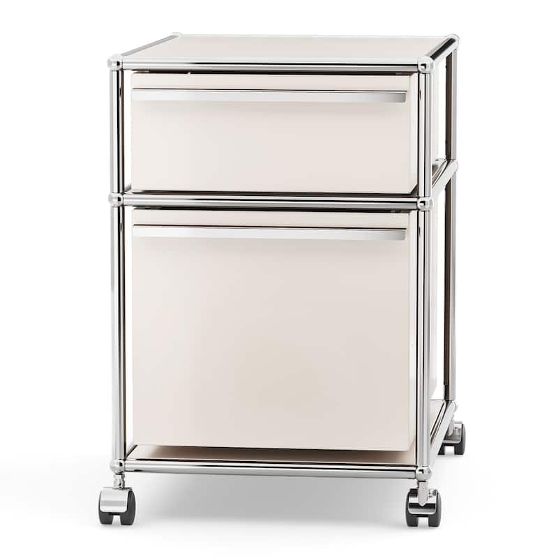 Modern 2/3-Drawer Wheel File Storage Cabinet with Stainless Metal