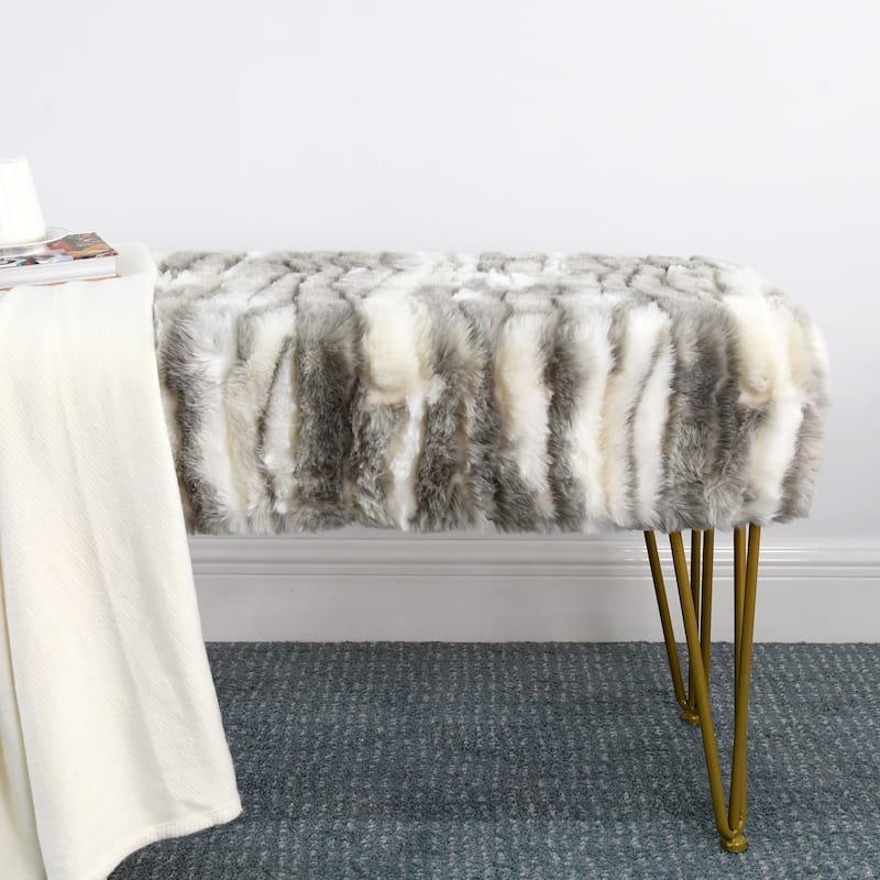 Home Soft Things Soft Fauxfur Ottoman Fuzzy Entryway Bench Seat