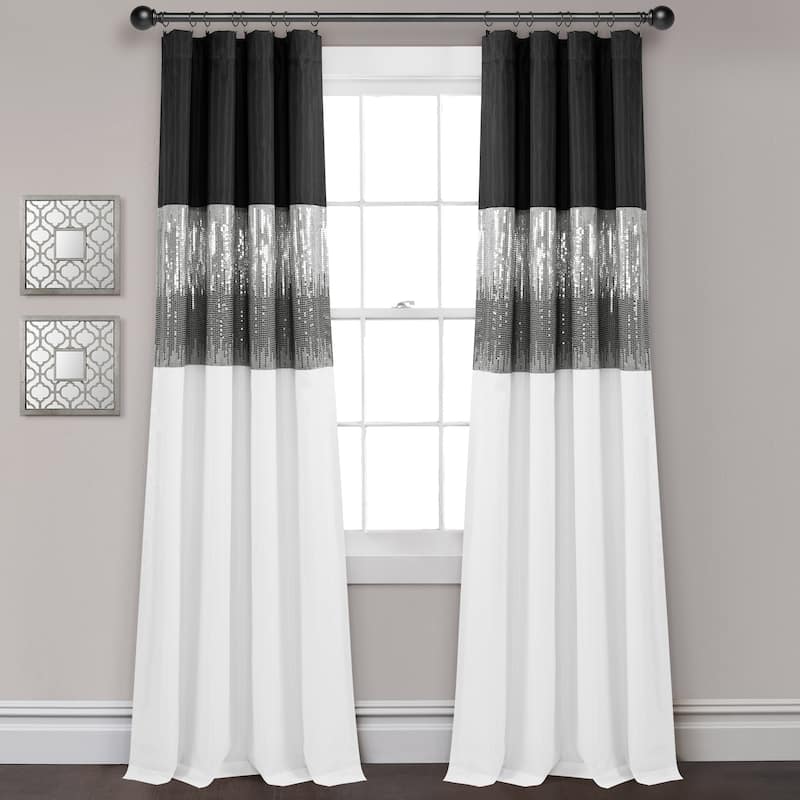 Lush Decor Night Sky 100 Percent Lined Blackout Window Curtain Panel Single - 42X84 - Black/White