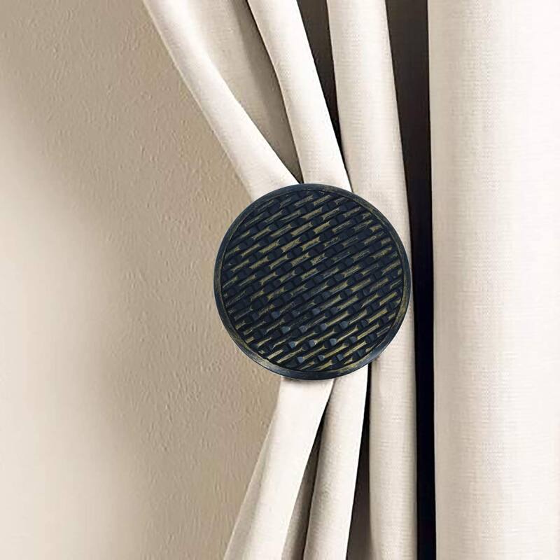 MERIVILLE Set of 2 Woven Window Drapery Medallion Holdbacks