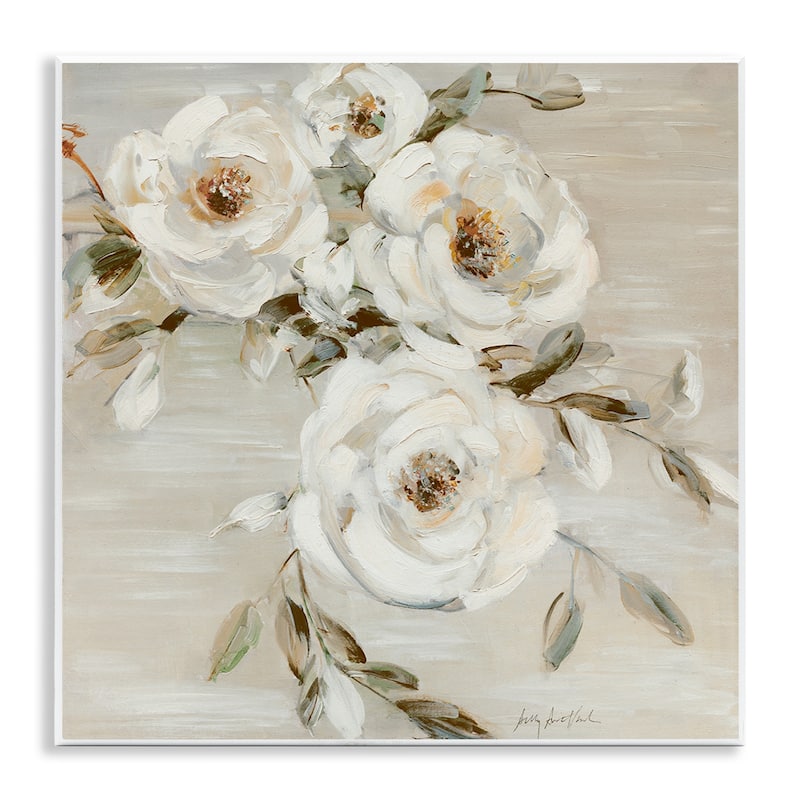 Stupell Neutral Rose Trio Wall Plaque Art Design By Sally Swatland - 12 x 12