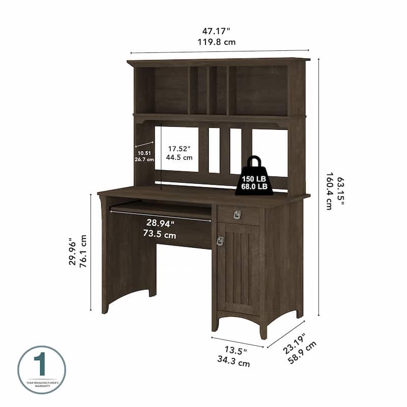 Bush Furniture Salinas Small Computer Desk with Storage Hutch