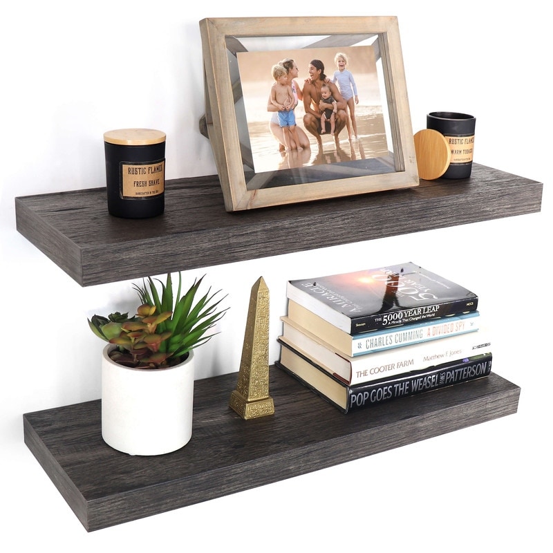 Floating Box Shelf, Wood Rectangle Wall Mount Shelves, Hallway and
