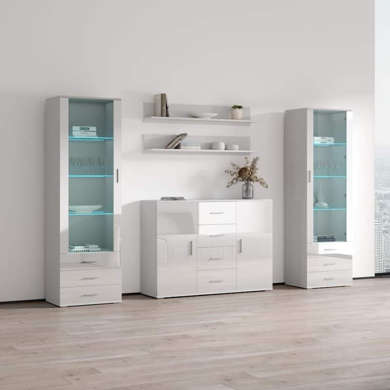 Soho 3 Modern Wall Unit Entertainment Center with LED Lights