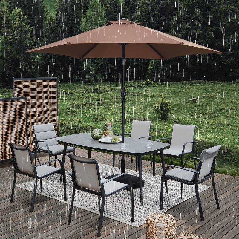 Ainfox Patio Umbrella Without Base for Garden Patio - 7.5ft-Brown