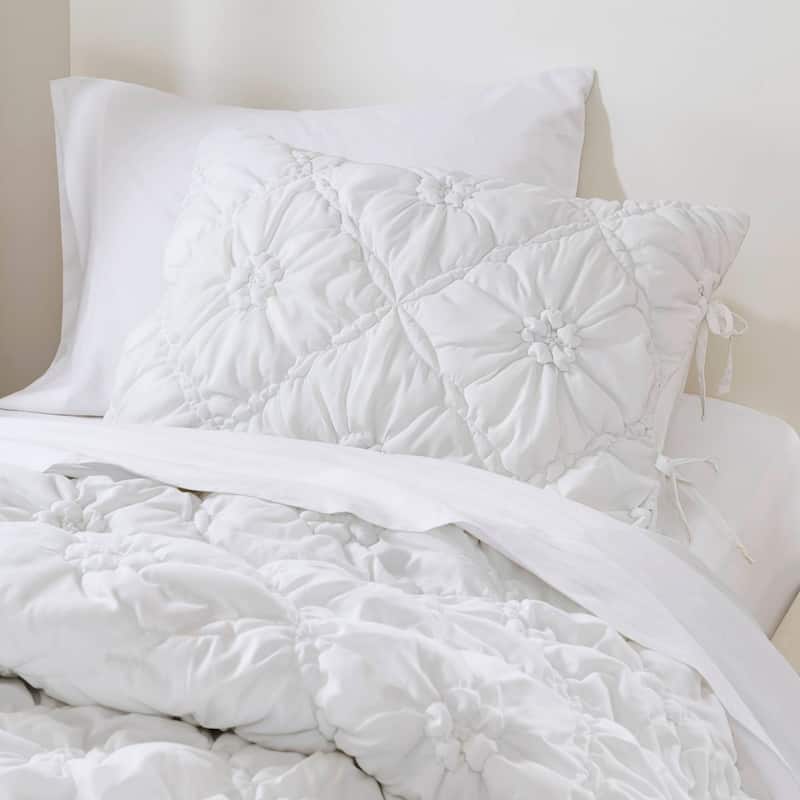 Rossetta 2-Piece Twin Size Extured Floral Cozy Puffy Design Comforter Set