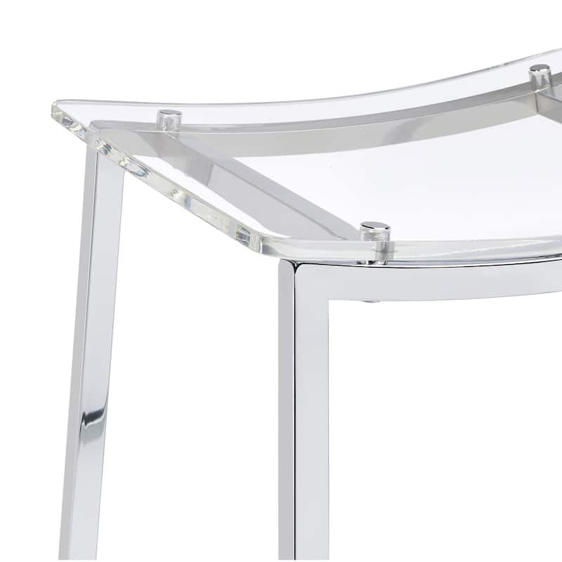 Clapper Clear and Chrome Stools (Set of 2)