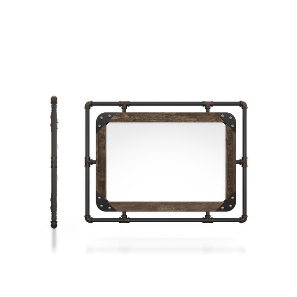 DH BASIC Frederick Industrial Pipe Metal and Bolted Wood Frame