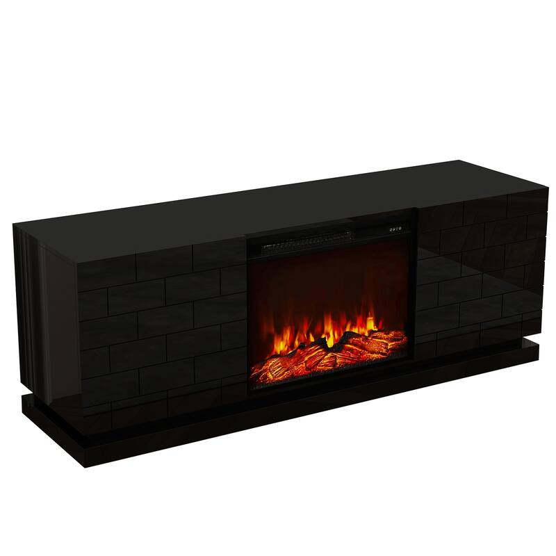 Electric Fireplace 63" TV Stand - Modern Highgloss Media Console