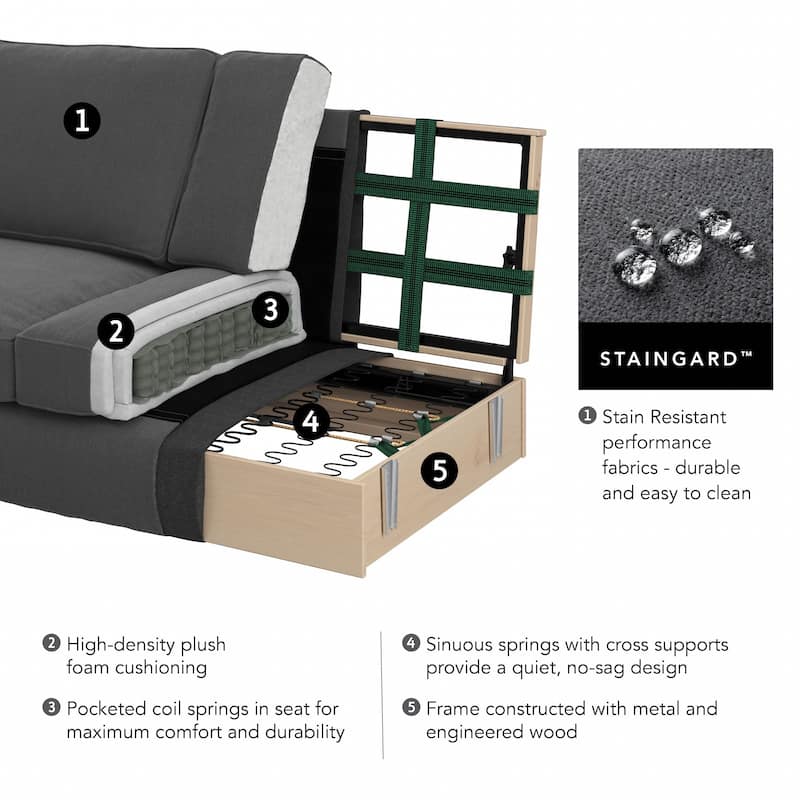 Bush Furniture Stockton 61W Small Loveseat Sofa for Living Room