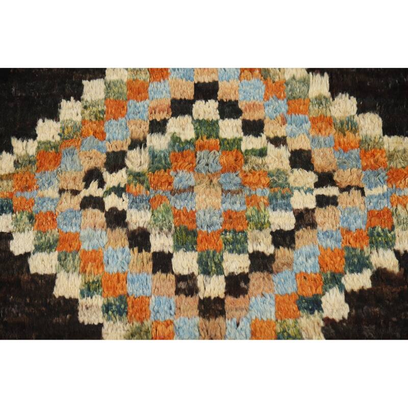 Checkered Moroccan Oriental Area Rug Handmade Wool Carpet - 6'0" x 7'8"