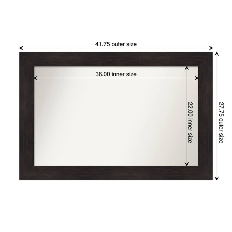 Furniture Espresso Framed Non-Beveled Custom Wall Mirror, Bathroom Vanity Mirror - Outer Size: 41.75 x 27.75