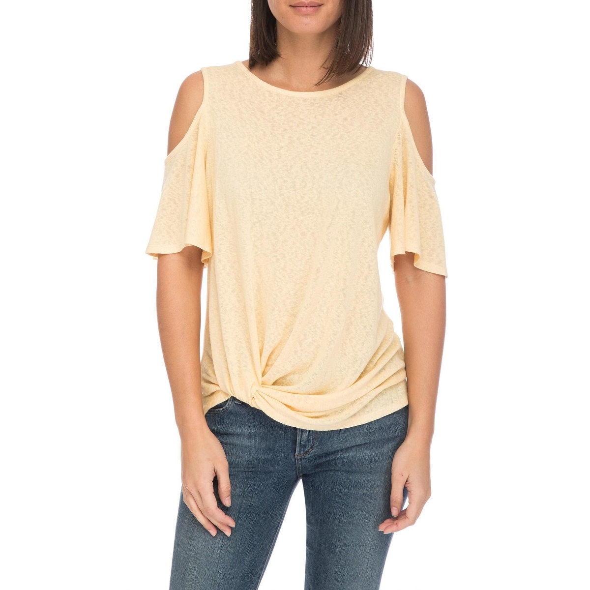 Bobeau Alison Side Knot Cold Shoulder Tee