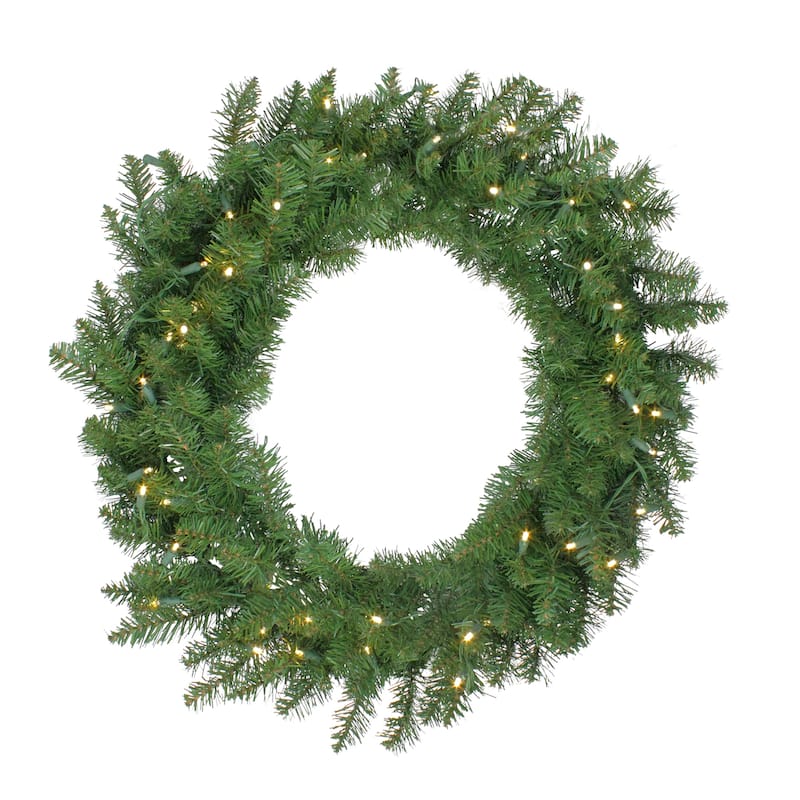 Buffalo Fir Artificial Christmas Wreath 30 Inch Warm White LED Lights