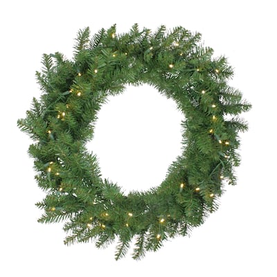 Buffalo Fir Artificial Christmas Wreath 30 Inch Warm White LED Lights