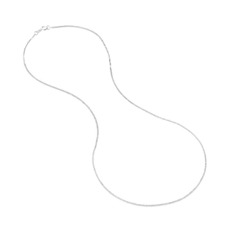 Curata 14k White Gold 0.85mm Square Wheat Chain Necklace (Spring Ring) Options: 16 18 20