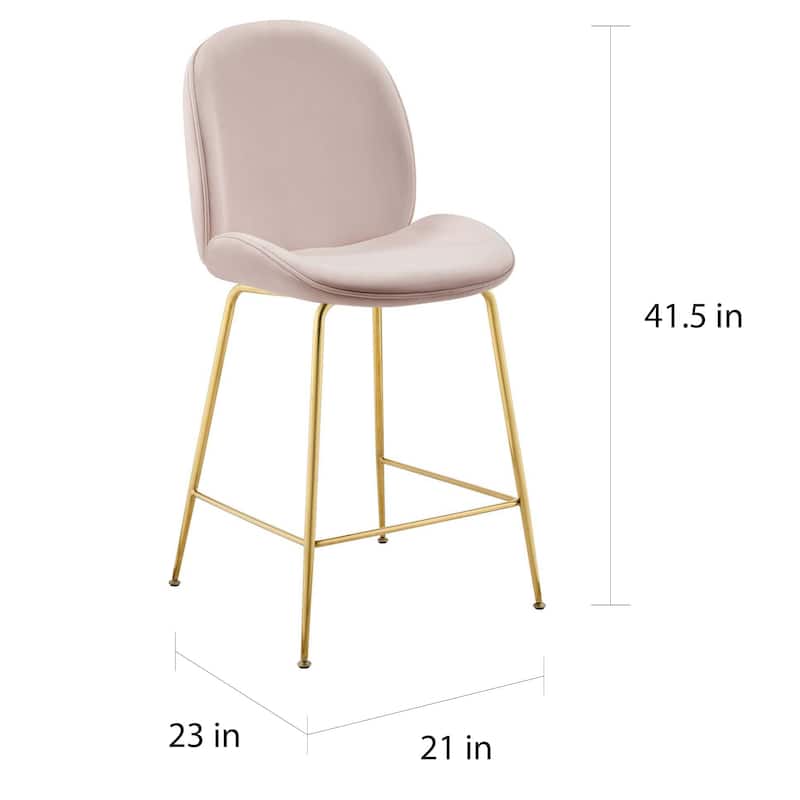 Scoop Gold Stainless Steel Leg Performance Velvet Counter Stool - N/A
