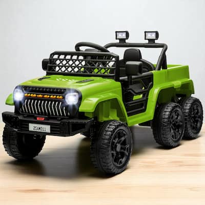 12V 4x4 Kids Ride-On Truck with Remote Control, Back Trailer, Spring Suspension, LED Lights, Horn