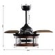 preview thumbnail 5 of 5, Industrial 3-Blade 3-Light Black and Brown Retractable Caged Ceiling Fan with Light Kit and Remote - 36 Inches