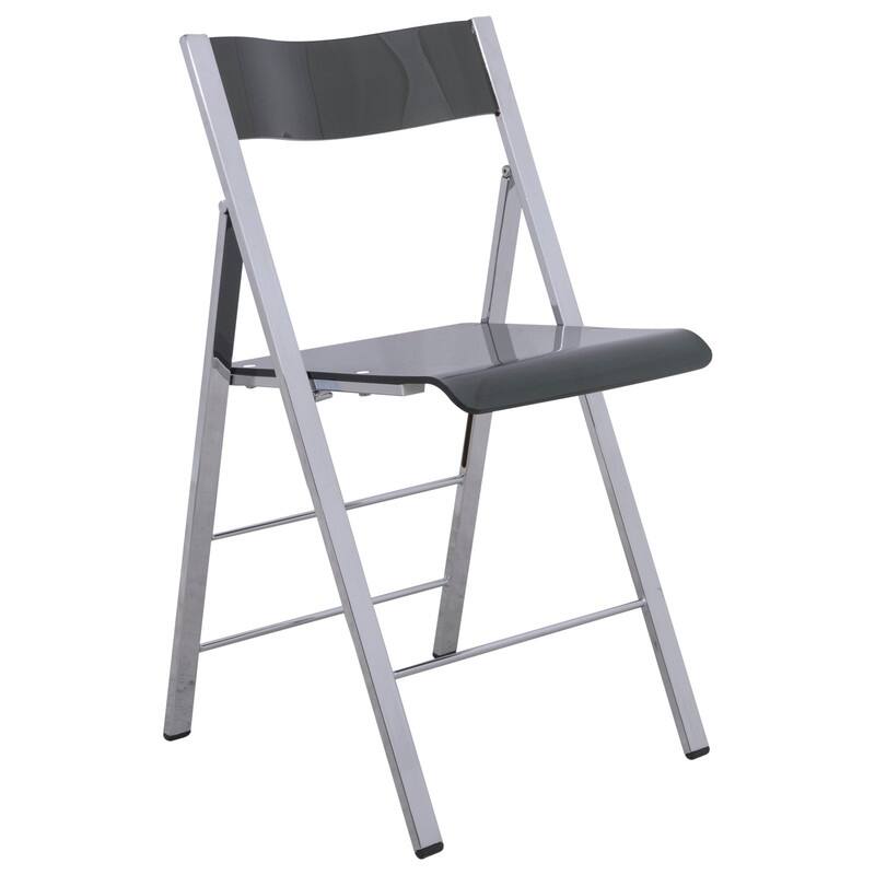 Menno Modern Acrylic Folding Dining Chairs with Stainless Steel Frames and Rubber Pads (Set of 4) - Transparent Black
