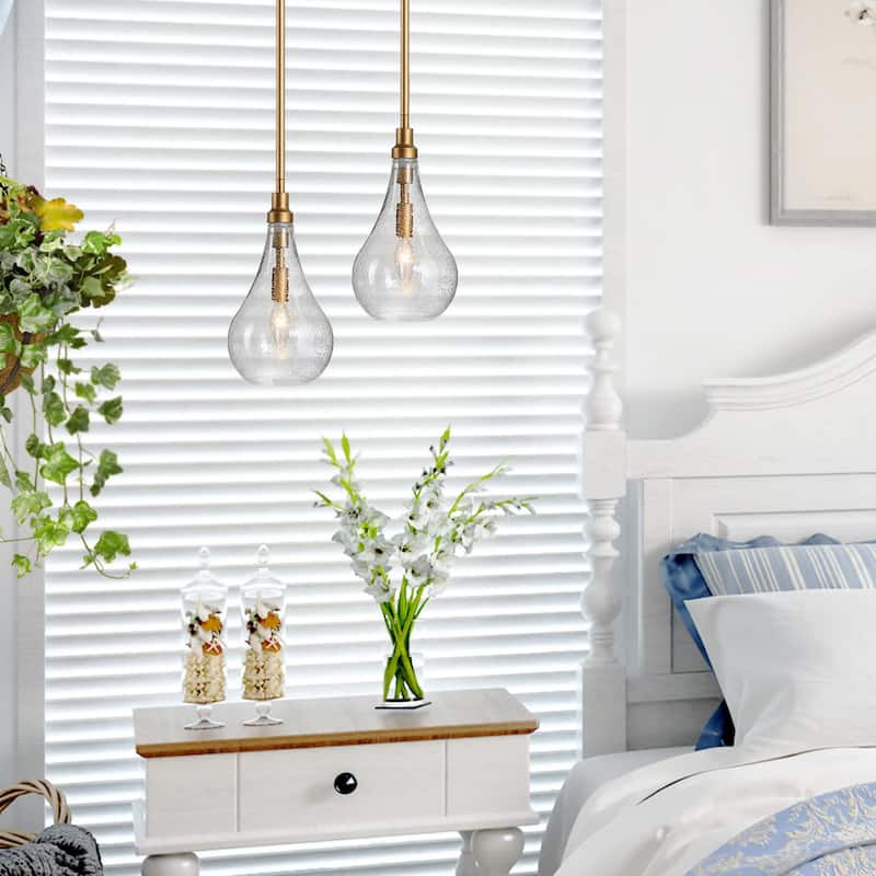 Silver Orchid Duggan Hanging Light Golden Pendant Lighting with Glass Shade - W5.9"xH11.8" - W5.9"xH11.8" - GOLD