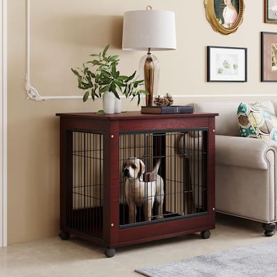 Furniture Style Pet Crate Cage End Table with Wooden Structure