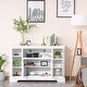 preview thumbnail 12 of 15, HOMCOM Modern Kitchen Sideboard Buffet Server Cabinet with Glass Doors/TV Stand Console Table for Living Room, Grey